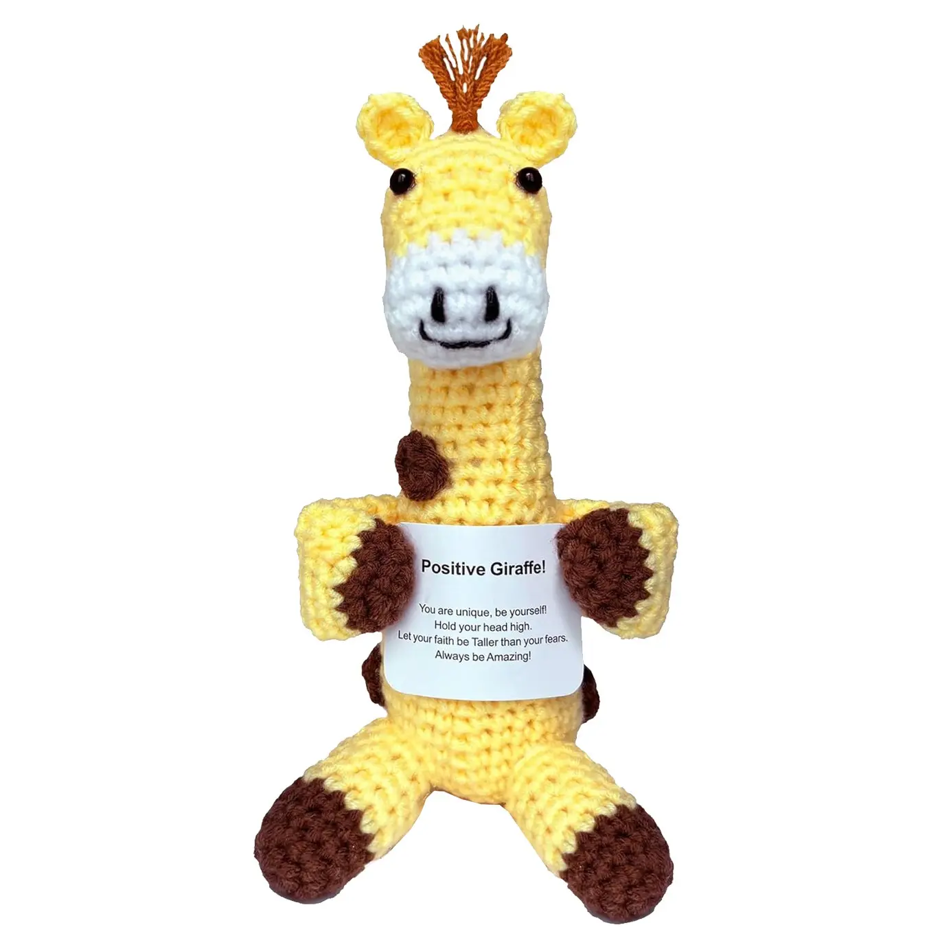 Positive Energy Crochet Animal Giraffe Birthday Christmas Gift, Handmade Emotional Support Toy Cuddly Soft Cute Stuffed Animal Gifts Cute Stuffies for Women Daughter Friend, Decorative Item Soothing Stuffed Doll