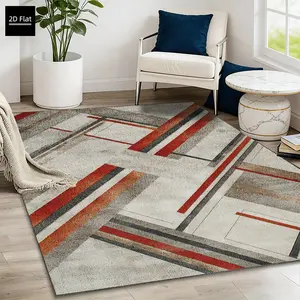 1pc Rectangular Nordic Geometric Area Rug, Living Room Carpet, 850g/m², Non-Slip Backing, Easy Clean, Velvet, Modern Minimalist Style