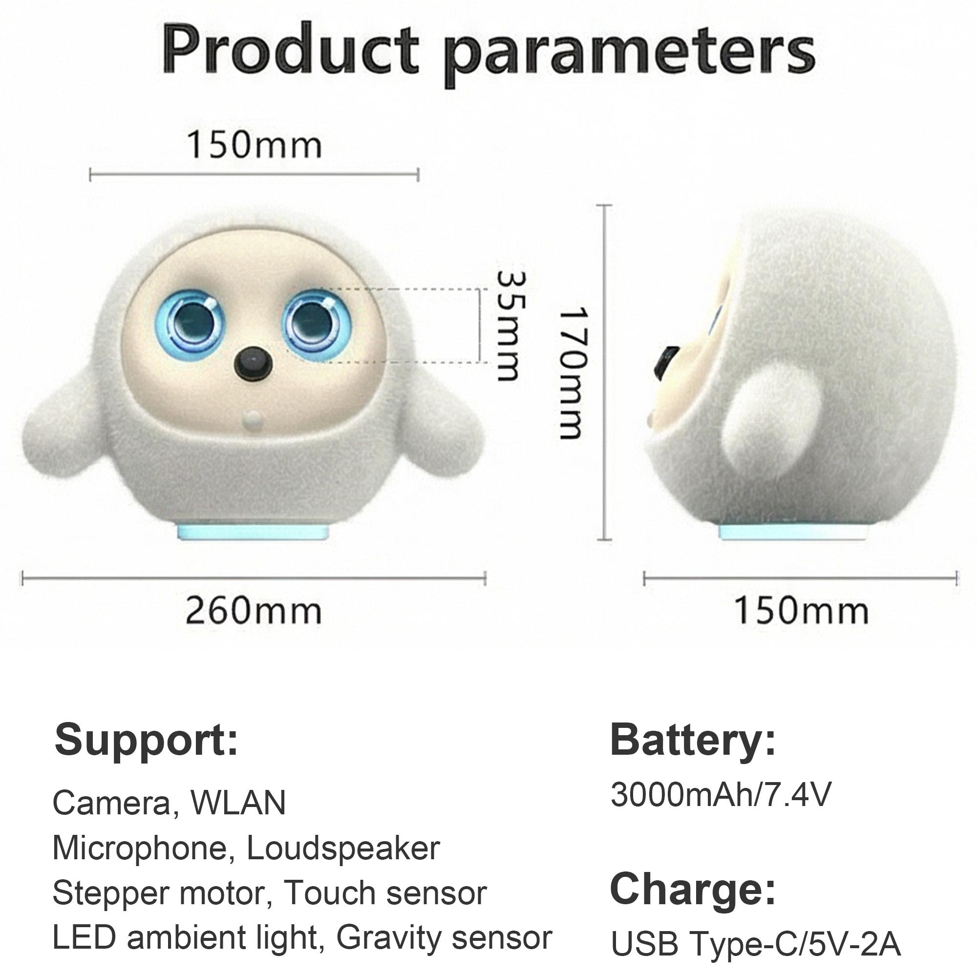 AI Robotic Pet Multimodal Desktop Companion with LLM & VLM Vision Smart Interactive Emotional Robot with Voice Conversation Touch Sensors Customizable Plush Covers for Home Office