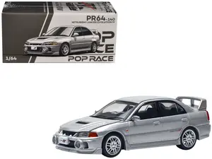 Mitsubishi Lancer Evolution IV RHD (Right Hand Drive) Steel Silver Metallic 1/64 Die Cast Model Car by Pop Race