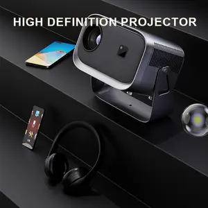 XBJ Portable Projector 1080p HD LED Display 200" Screen 450Lumens 360° Projection Built-in Speakers 2.4/5G WiFi Connectivity for Home Theater & Outdoor Use