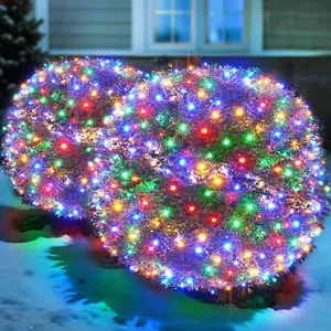 Led Multicolor Christmas Net Lights Outdoor Christmas Bushes Lights 120Led 6ftx5ft, Connectable Outdoor Indoor Christmas Mesh Net Lighting for Holiday, Garden, Shrubs, Trees, Bushes Decorations