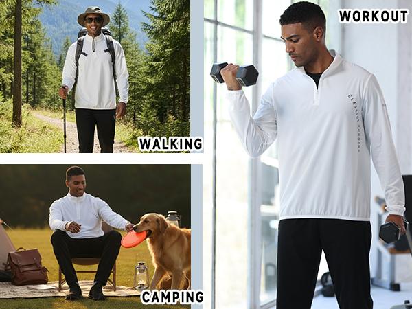 RPOVIG Men's Tracksuit Sweatsuits 3 Piece Quarter Zip Pullover Men Long-Sleeve T-Shirts Pants Athletic Hiking Camping Jogger Outfits