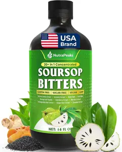 Soursop Bitters Liquid – Herbal Detox Formula with Soursop, Turmeric, Moringa & Black Seed by NutraPeaks – Supports Immune Health & Digestive Balance – 16 fl oz
