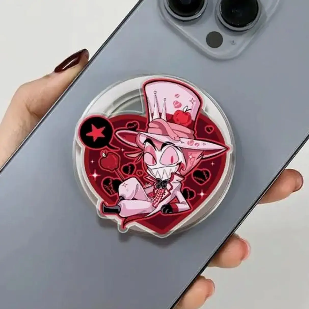 (Hot) Hazzbin Hotel Lucifer Grip Magsafe, Cartoon Inspired Phone Grip Holder, Funny Anime Phone Holder, Cartoon Animal Kindle Grip, Gift for Girls Boys