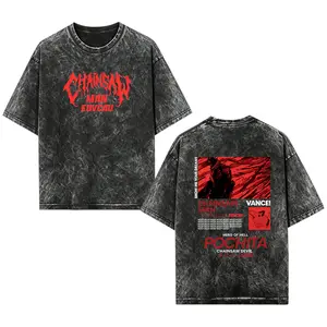 [EOVCAU]Men's Vintage Chainsaw Man Graphic Cotton acid wash T-Shirt for Men & Women，Oversized Streetwear Anime Tee，Denji x Power Design Cool Japanese Manga Aesthetic Shirt Gift for Anime Fans，Perfect For Movie Fans And Streetwear Enthusiasts Graphic Tee