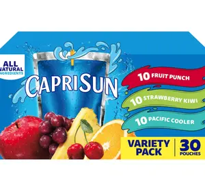 Capri Sun Fruit Punch, Strawberry Kiwi and Pacific Cooler Flavored Juice Drink Blend Variety Pack, 30 ct Box, 6 fl oz Pouches
