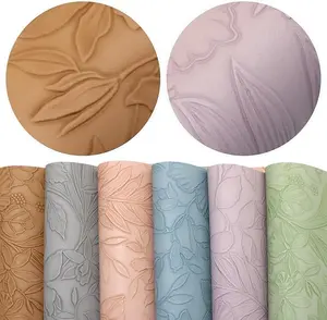 6 Pcs 7.7" x 12.9" ( 20 cm x 33 cm) Bump Texture Printed Faux Leather Fabric Sheets Leather Fabric for DIY Bows Earrings Making Crafts ( C)