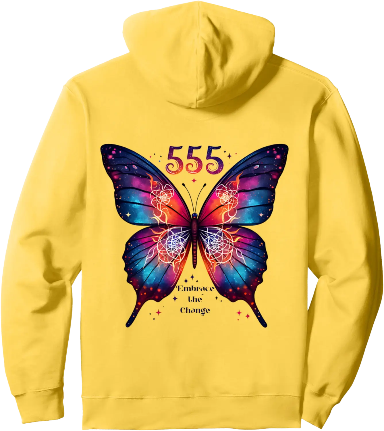 555 Angel Number Embrace the Change Butterfly Spiritual Pullover Hoodie - Brayanner Shop 29B0FN71N8WL