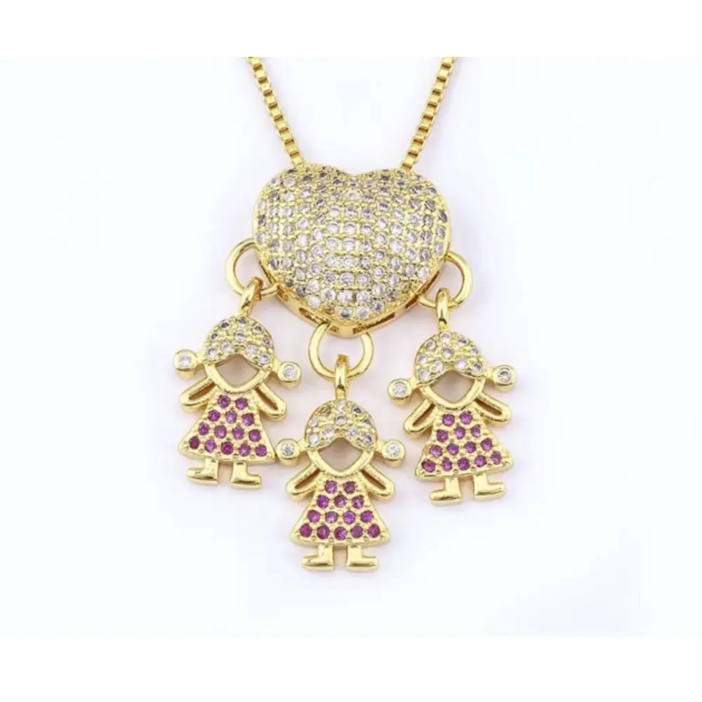Latest fashion cute boy and girl pendant heart-shaped AAA CZ gold-plated simple collarbone necklace creative jewelry exquisite party birthday gift Charms Diamond