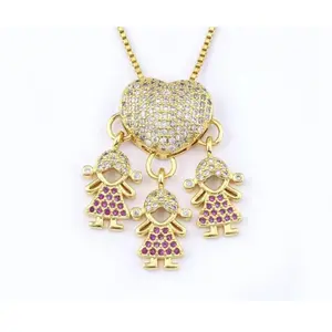 Latest fashion cute boy and girl pendant heart-shaped AAA CZ gold-plated simple collarbone necklace creative jewelry exquisite party birthday gift Charms Diamond