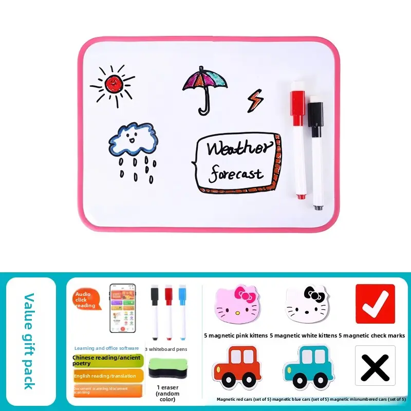 Pink-framed whiteboard [handheld]