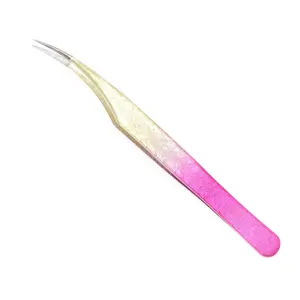 VOCOSTE Women's Durable Dolphin Eyelash Extension Tweezers for Vacation Rose Red Gold Tone