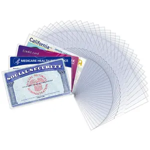 32 Pack Social Security Card Protector Sleeves, Ultra Clear & Durable 31Mil Waterproof SSN/New Medicare/Credit Card Holder, Soft ID/Debit/Credit/Business Card Holder