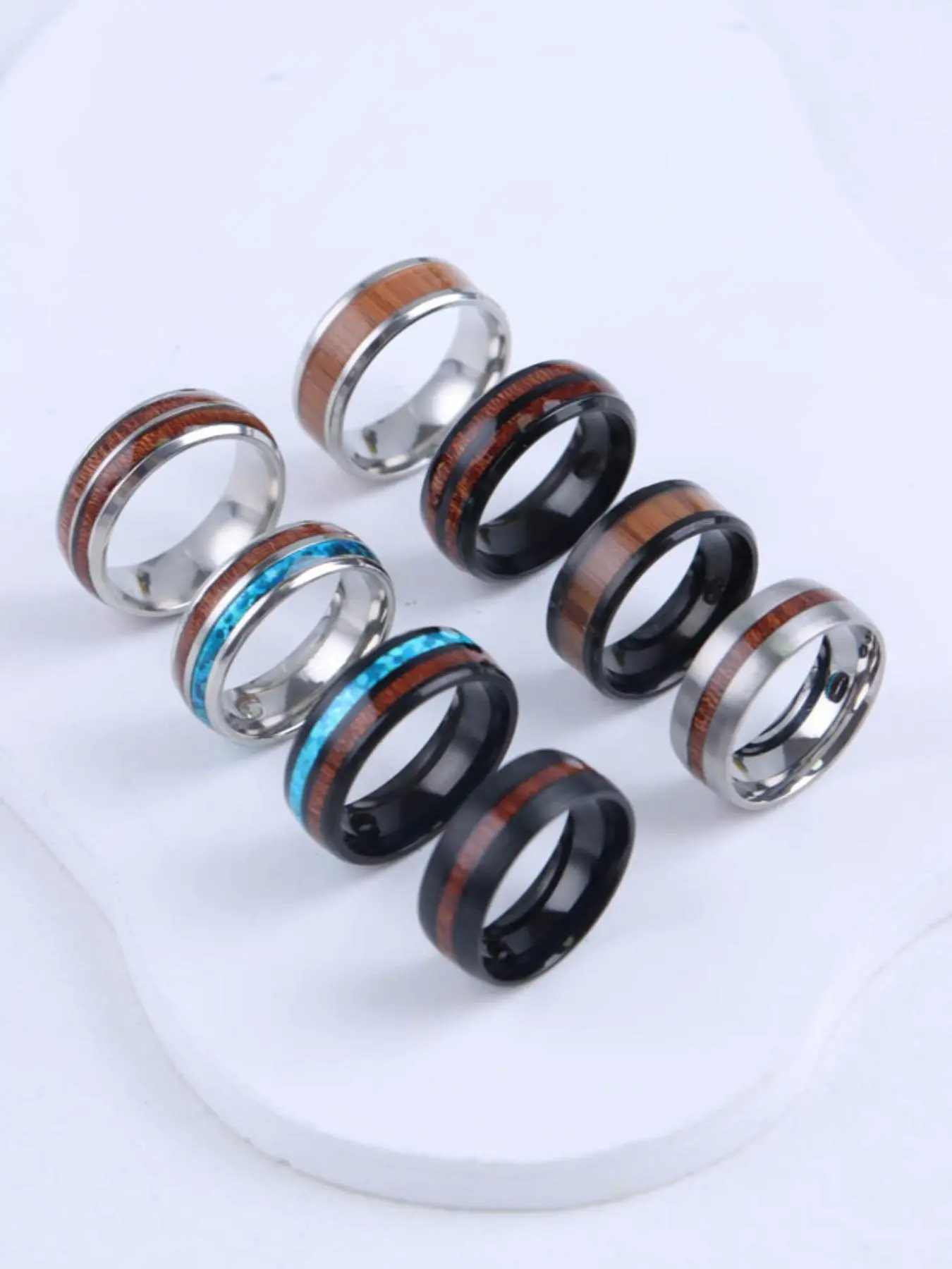 Vintage Mixed Color Stainless Steel Ring, 8pcs Trendy Jewellery Accessories, Fashionable Jewelry, Fashion Accessories for Men & Women, Casual Jewelry for Party, Daily Clothing Decor, Stackable Rings, Stackable Finger Rings, Stacking Ring Set