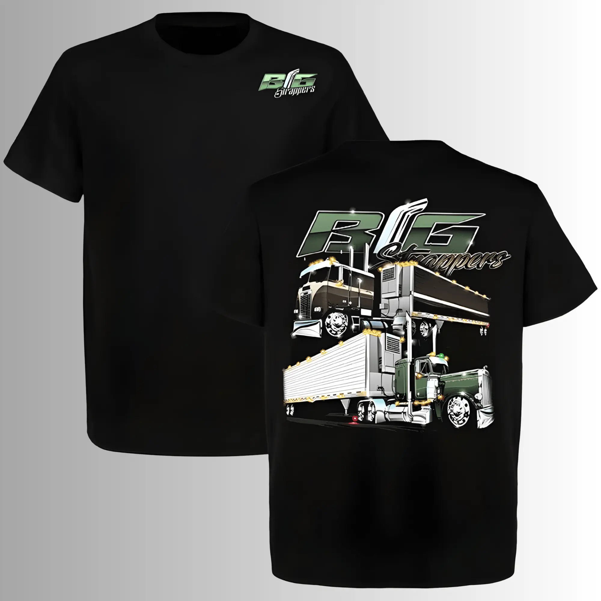 Big Strappers Modified Semi Truck T-Shirt, 2 Sides, Big Rig Diesel Graphic Tee