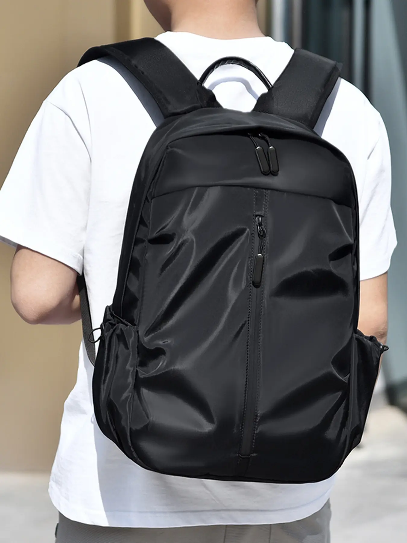 Stylish Waterproof Navy Blue Minimalist Student Trendy Backpack for school Durable Nylon Material Spacious Laptop Bag for Office College Daily Use