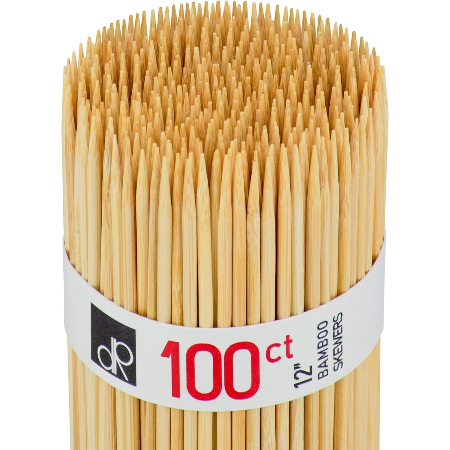 12-Inch Synthetic Kitchen Grilling Skewer Sticks (100-Pack, 0.12" Diameter, Pointed Tip) - Smooth, Polished for Kabobs, Roasting, Parties