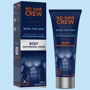 NO HAIR CREW Body Hair Removal Cream - 200ml, Dermatologically Tested with Energizing Ginseng, Fast Acting, Moisturizing Formula for Men