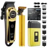 Professional Blonde Hair Clipper & Trimmer Kit - 2/3/4-Piece Cordless USB-Rechargeable Set, LCD Display, Adjustable Blade, All Hair Types Compatible, Crew Cut/Buzzcut Tool, Long Lasting Battery (for Youth)