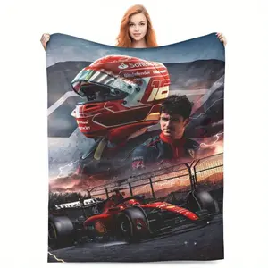 Charles Leclerc Monaco racing legend-inspired flannel blanket,ultra-soft and lightweight,perfect for sofas and beds,comfortable all year round