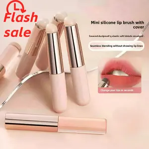 Multifunctional Makeup Brush Set for Beauty Use Portable Silicone Lip Brush Blending Stick with Cap Dome Tip Concealer Nail Art Tool Ultra Thin Eyeliner Smudge Brush Foundation Blending Angled Blush Brush Ideal as Gift Oval Dual-Brush for Powder and Blush