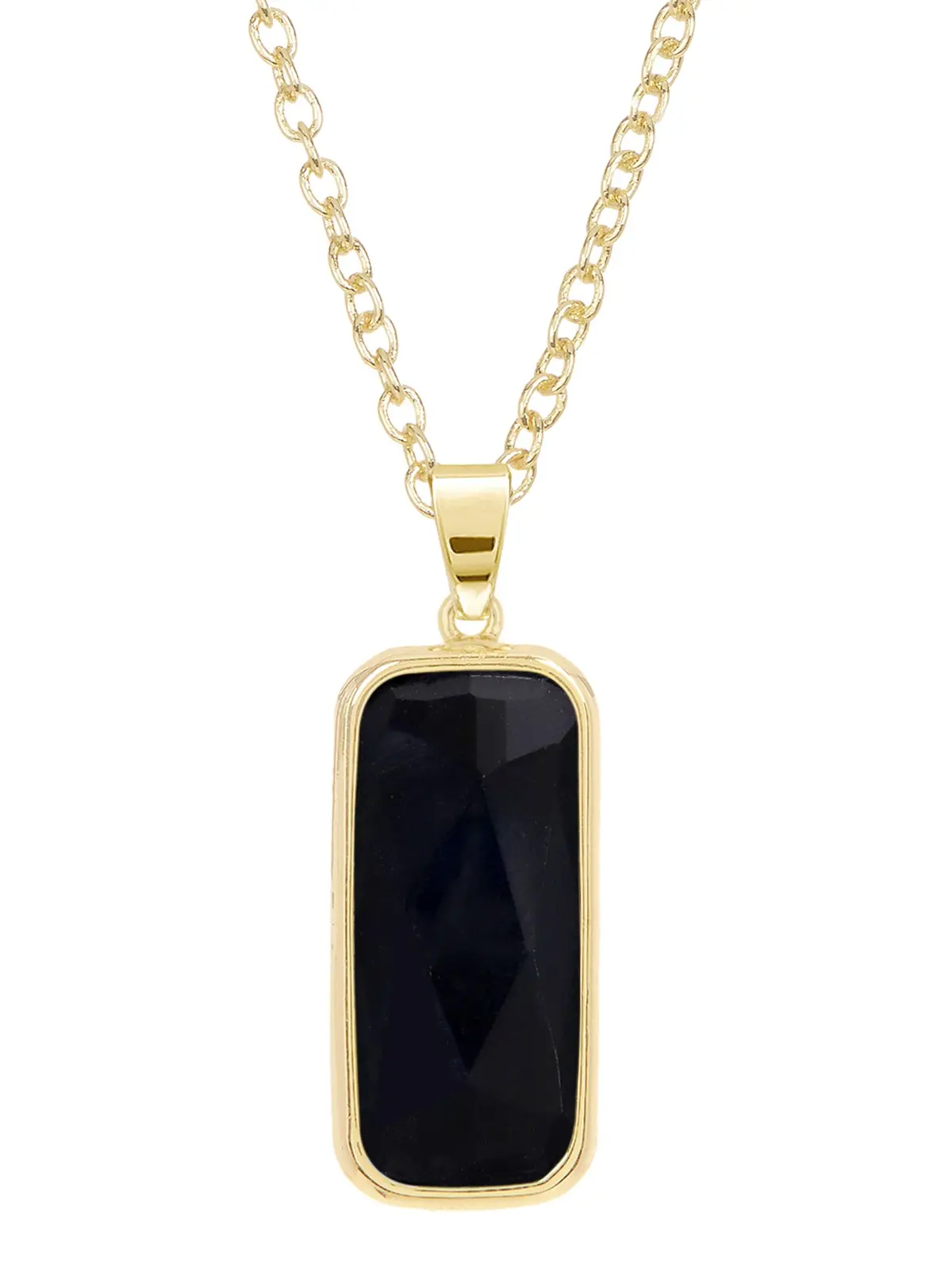 Onyx Rectangle Pendant Necklace, Natural Gemstone Jewelry For Women Gift, Unique Jewelry