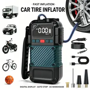 Portable car tire inflation pump, digital air compressor, suitable for cars, bicycles, balls, multi-functional emergency kit tool