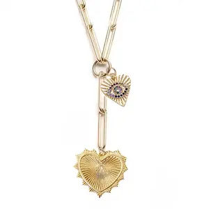 CouCou Stunning Gold Heart & Eye Charm Necklace - Statement Jewelry for Every Occasion