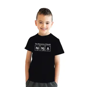 Youth Ninja Element of Stealth T shirt Funny Cool Graphic for Kids Nerdy Tee Funny T Shirts Science Tops for Kid Funny Ninja Short Sleeve Novelty Tees for Kids Black