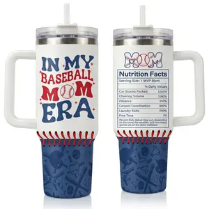In My Baseball Mom Era 40oz Tumbler with Handle - Perfect Mother's Day, Christmas & Birthday Gift for Mom,Sports Mom Present,Unique Christmas, Thanksgiving & Birthday Gift for Wife,Sports Lovers