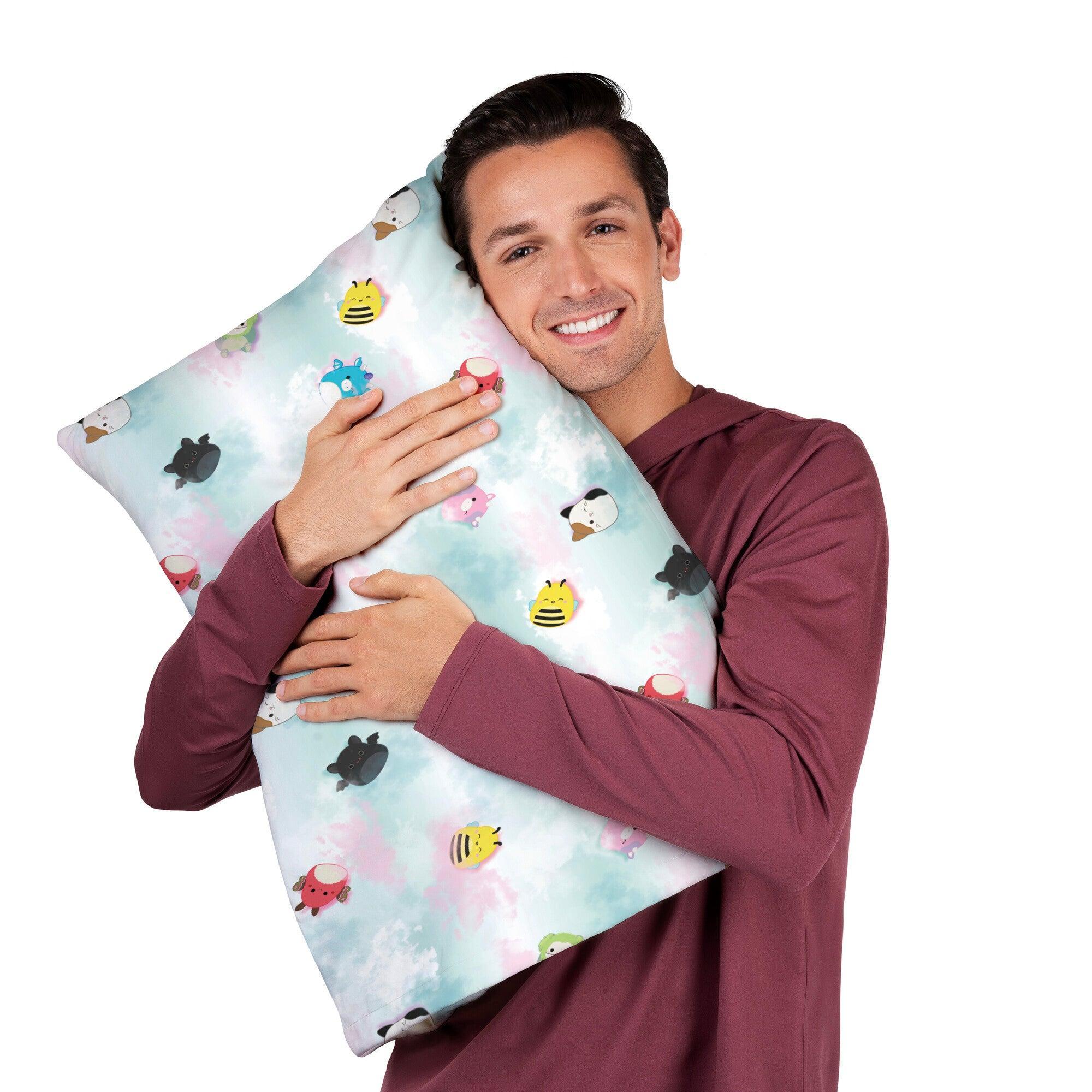 SquishPillow Pillowcase 2-Pack, 3 color options, "On Cloud 9” Blue, "Resties Besties" Tan, "Solid Slumber" Gray, StandardSize 250 thread count organic cotton, Soft Skin-Friendly