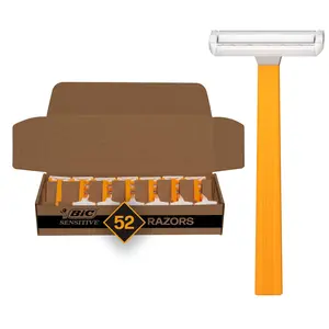 BIC Sensitive Disposable Razors for Men, Long-Lasting 1 Blade Razors for Sensitive Skin, 52 Count Shaving Razors