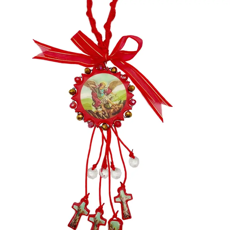 Wooden Cross & Bow Wooden Polygonal Angel Pendant Design Pendant, Car Hanging Charm, Car Hanging Decoration, Car Decorations, Car Ornament, Car Accessory for Decor, Car Trinkets, Fashion Blessing Charm for Men & Women, Car Decor Gift