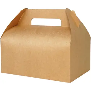 Brown Kraft 30 Pack 9x6x6 Large Gable Gift Boxes - Disposable Lunch Box for Treats, Meals, Cookies & Goodies Gifting