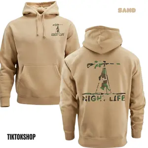 Night Life Camo Sniper Hoodie - Thermal Camo Predator Sweatshirt Night Gear - Men's Pullover Gift for Coyote Hunters