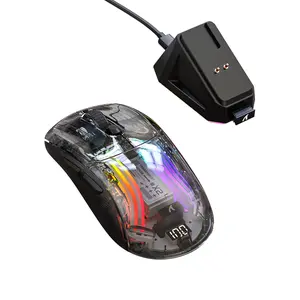 Attack Shark X2pro Wireless Gaming Mouse with Magnetic Charging Base, Bluetooth-compatible & Wired Connectivity, Transparent Design, Paw3212 Sensor