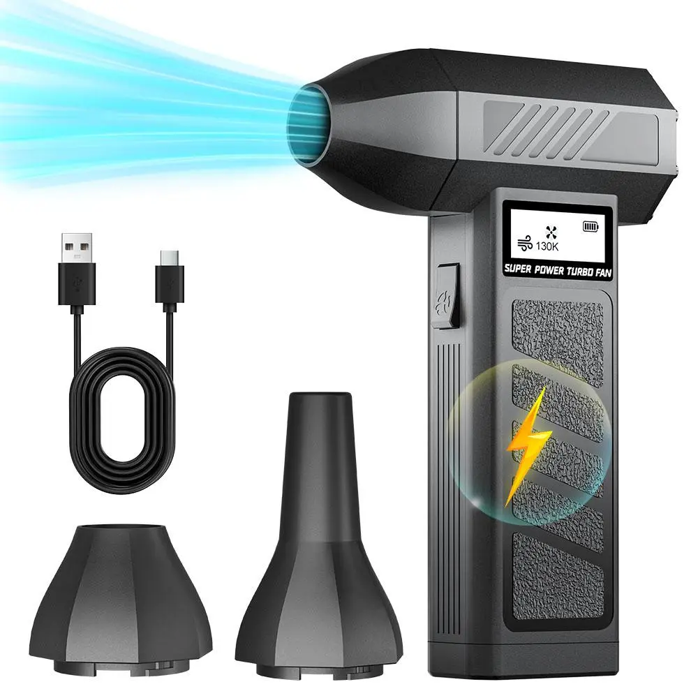 Portable Electric Air Duster, USB Rechargeable 4 Gears Adjustable Turbo Jet Fan, High Speed Blower, Multifunctional Cleaning Blower Tool for Car, Home, Office, Mini Fan. Handheld Portable Blower, Cordless Blower, Super Power Blower