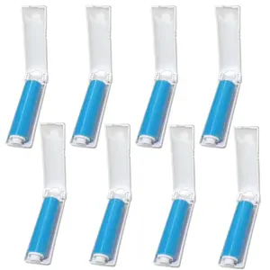 Mini Reusable Lint Roller for Travel, 8 Pack Washable Foldable Lint Remover with Sticky Gel, Portable, Compact and Easy to Clean for Clothes and Luggage Use (Blue)