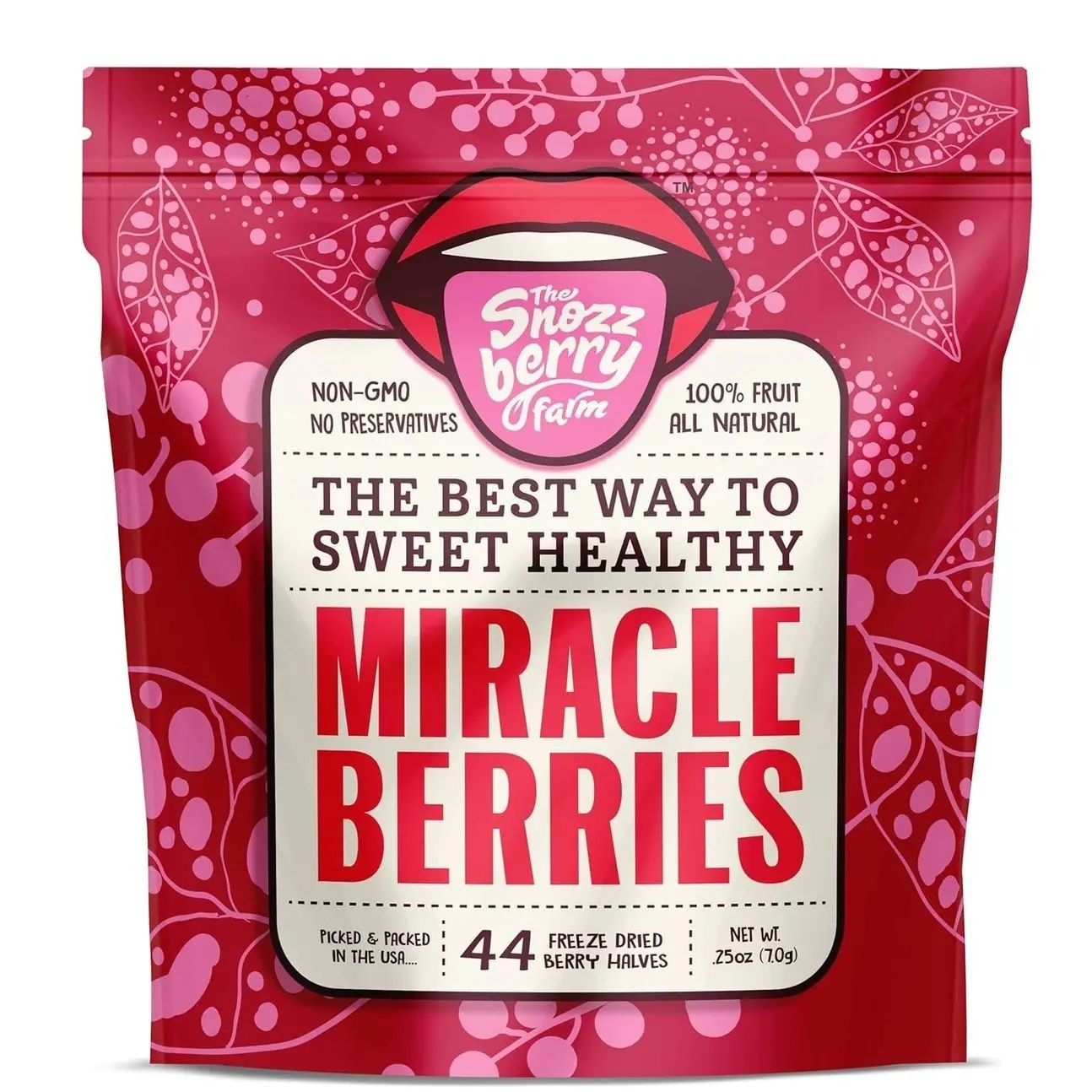 Miracle Berries by Snozzberry Farm | 44 berry halves | Freeze-dried, Grown in the USA | Turn Sour Sweet | Best Value In The Marketplace