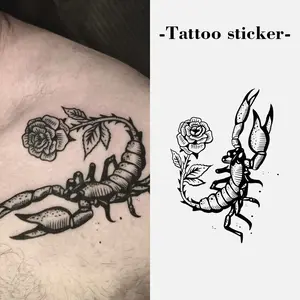 6 Sheets Rose & Scorpion Temporary Tattoos, Viral New Release, Instagram-Worthy Sophisticated Vibe, Unisex, All Body Areas