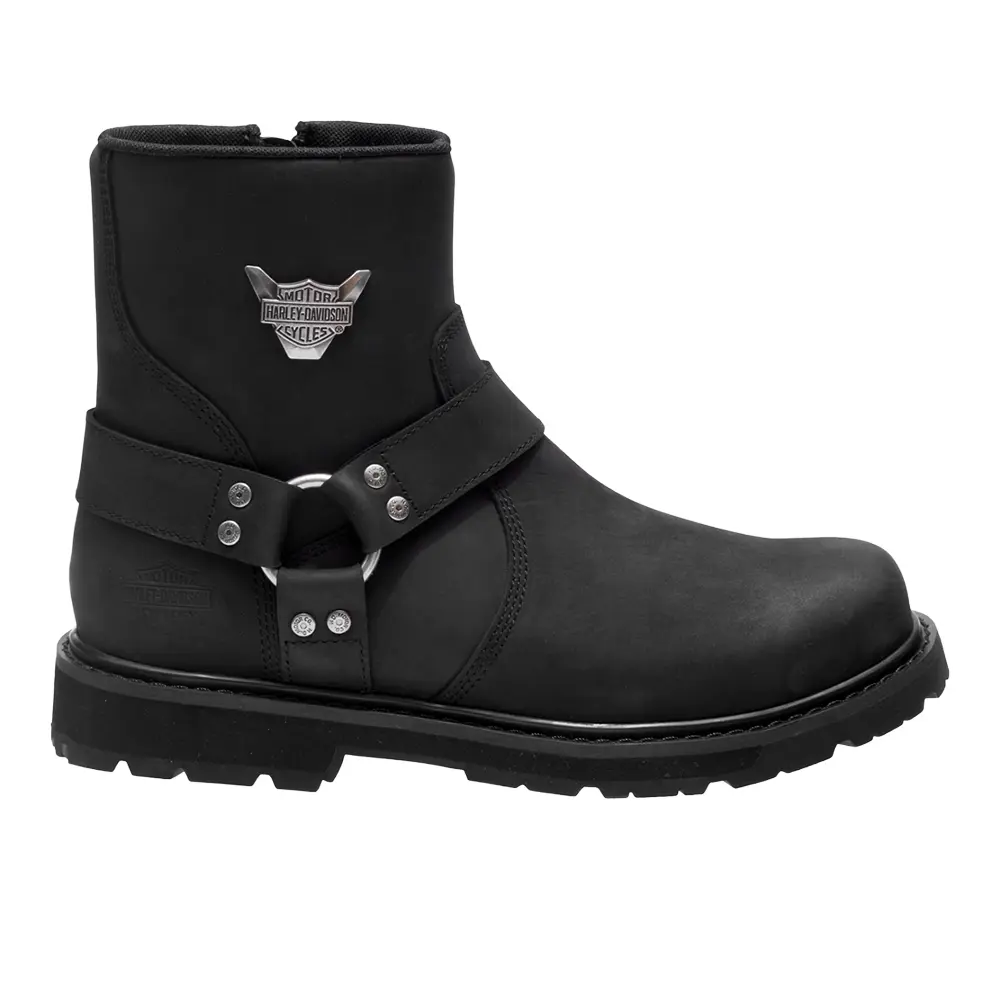 HARLEY-DAVIDSON FOOTWEAR Mens Rambert Harness Leather Motorcycle Casual Boots Ankle - Black