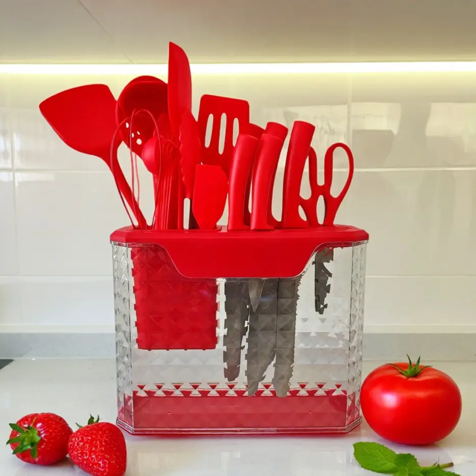 22-Piece Premium Kitchen Set red