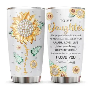 To My Daughter 20oz Curved Tumbler, Gifts for Daughter from Mother/Father Coffee Mug, Christmas Birthday Gift Ideas for Adult Daughters Cup