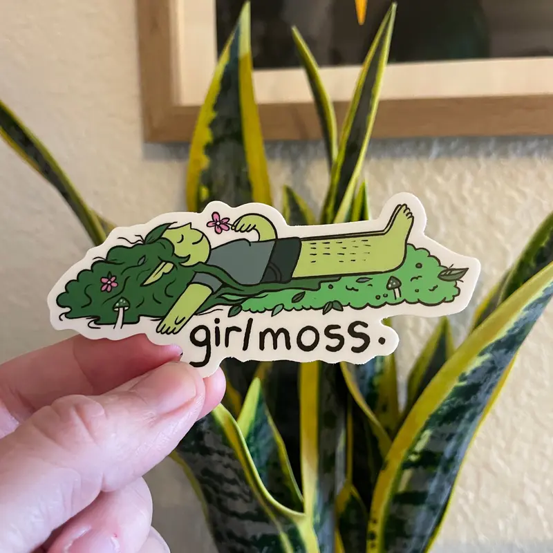 girlmoss 4x2 inches high quality sticker, die cut