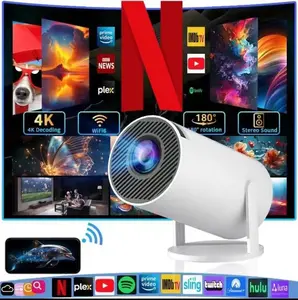 Smart Portable Outdoor  Projector with WiFl&BT ,Projector for Home and OutdoorUseHome Cinema Birthday Gift Chargeable Audio