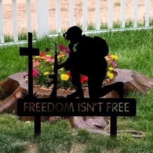 Military Iron Silhouette Memorial for Fallen Soldiers, Decorative Garden Decor, Outdoor, Garden Statues & Sculptures, Home Decor, Garden Sculptures & Statues