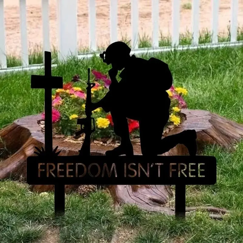 Military Iron Silhouette Memorial for Fallen Soldiers, Decorative Garden Decor, Outdoor, Garden Statues & Sculptures, Home Decor, Garden Sculptures & Statues