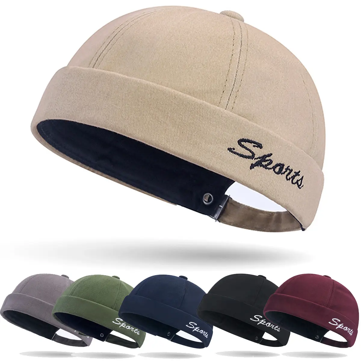 Vintage Landlord Hip-Hop Brimless Melon Skin Cap - 100% Polyester Knit Fashion Accessory with Knitting Weaving Method, Beanie