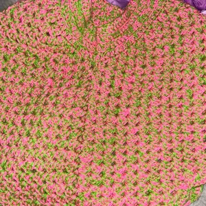 Green and pink poncho